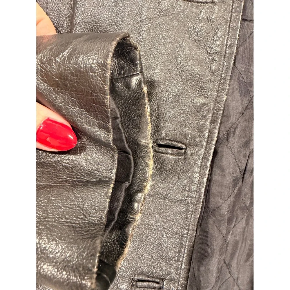 Bagatelle Womens Black Genuine Leather Button Front Jacket Size Medium Vintage